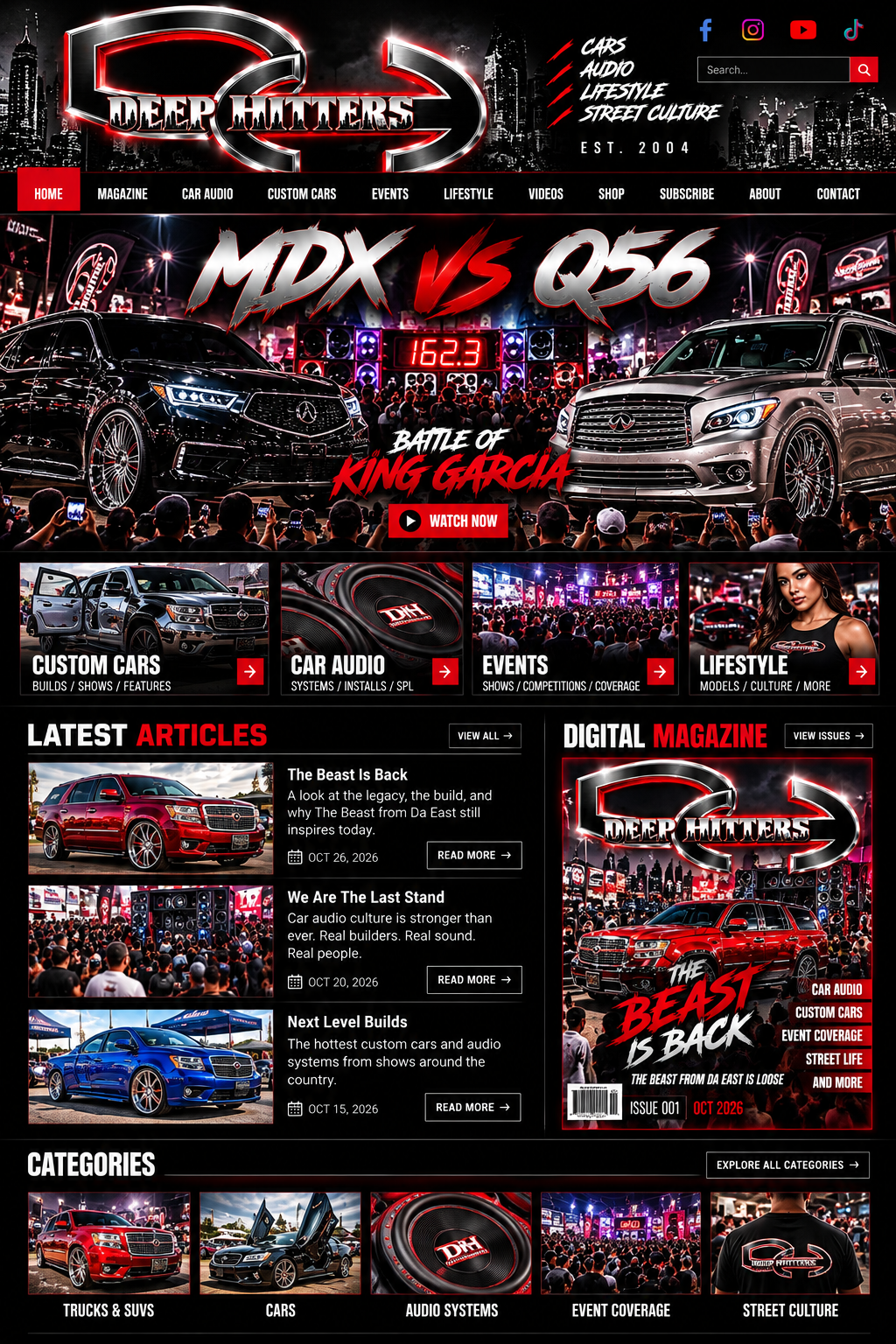 MDX vs Q56 — Battle of King Garcia, custom cars and car audio